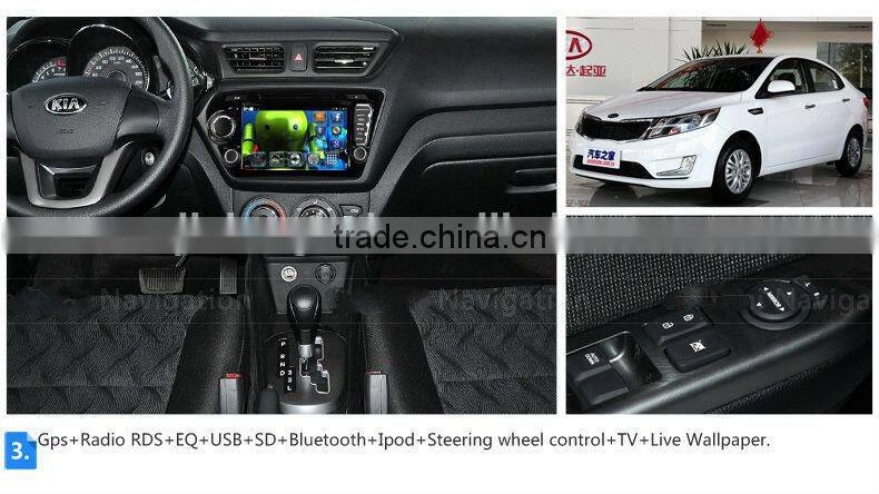Android 4.2 Car dvd gps/Glonass for KIA K2 RIO 3G WiFi radio RDS bluetooth 1024*600 screen