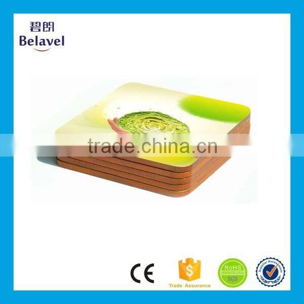 High quality cork drinking coaster printed custom MDF cork coaster