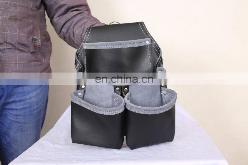 High Quality Heavy Duty Leather Tool Bag Pouch with Belt for Carpenter/ Electrician/ Handyman's Work Tool Bag pouch