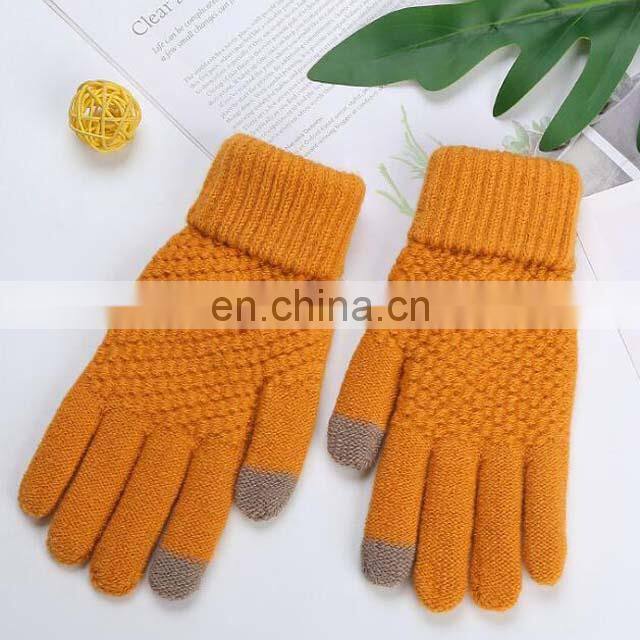 Wholesale Custom Acrylic Knitted Gloves Women Mnes Warm Knitted Winter Gloves For Outdoor