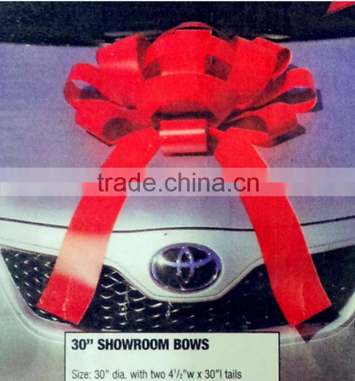 30 inch dia Glossy Gaint Red Car Decoration Bow, Large Plastic Ribbon Bow