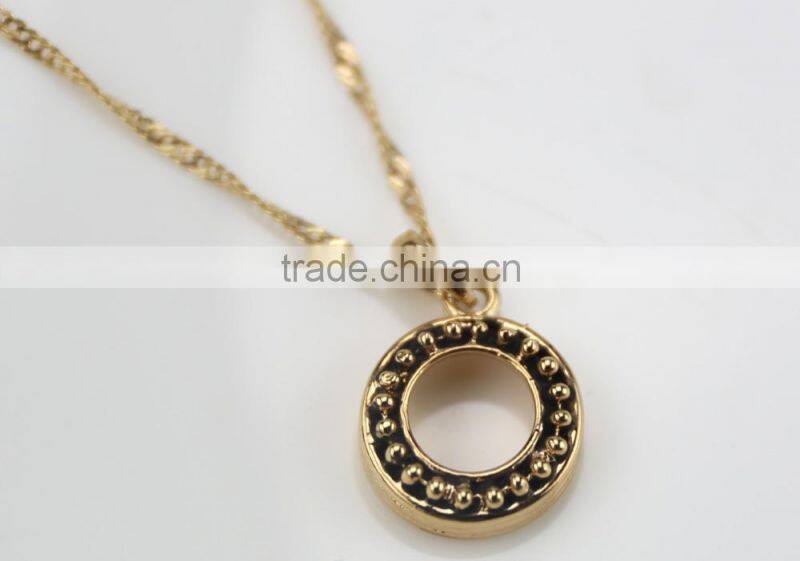 Fashion design simple gold plated wave brass chain ring necklace