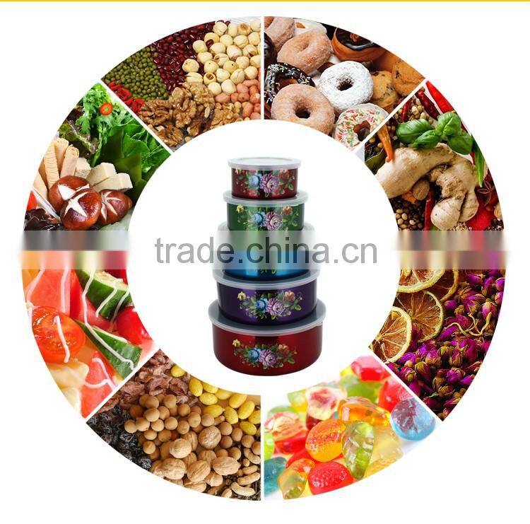 Factory Indan kitcheware colorful stainless steel food containers set with lid