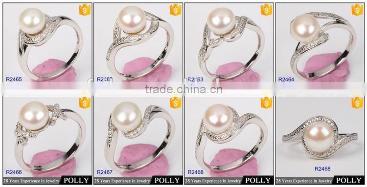 Guangzhou factory direct sale unique fresh water pearl silver jewelry ring