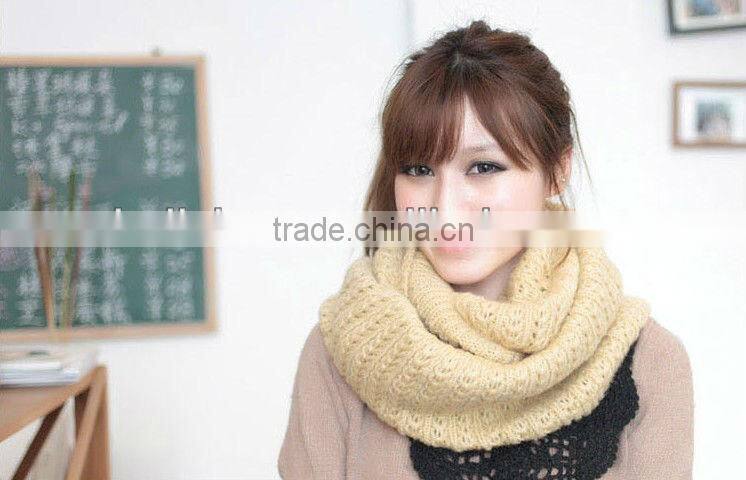 Fashion Plain Lady Acrylic Circle Winter Loop Scarf