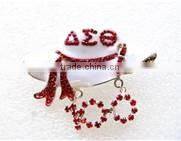 Wholesale vnistar rhinestone lady's hat shape brooch with delta sigma theta 100 sorority 2016 mascot lapel