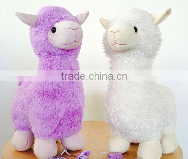 Cute Custom plush white alpaca toy with bow