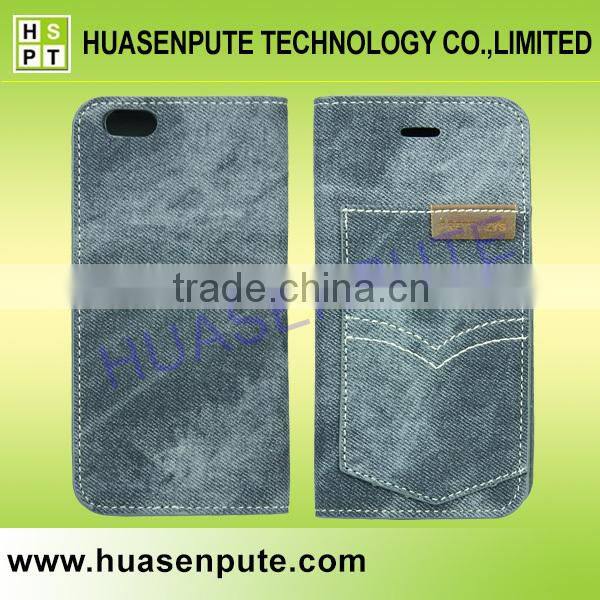 Attractive Jeans Patt Book Wallet Flip Leather Case Card Cover For Apple iPhone 6
