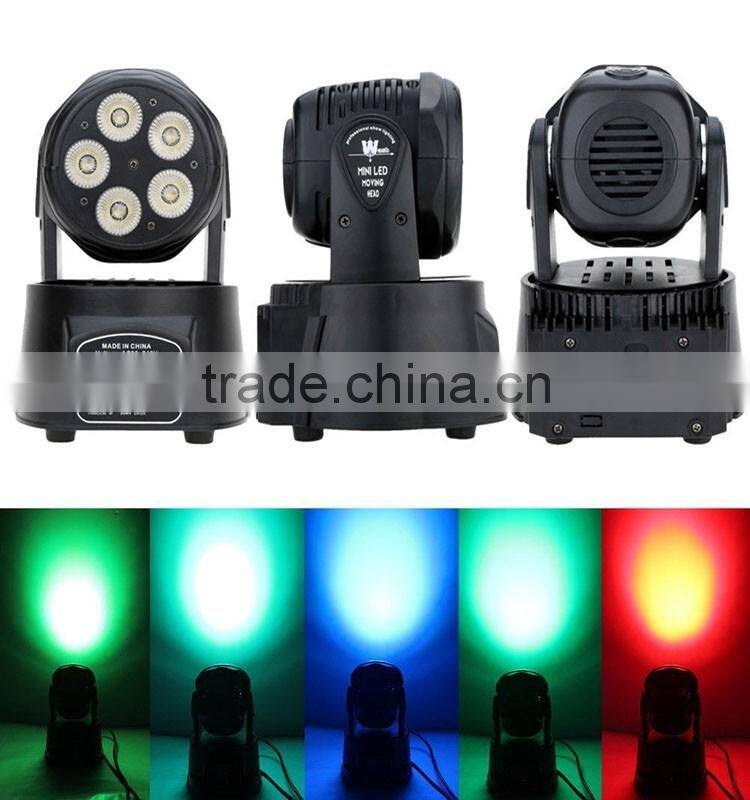 Cheap 75W 5 LED DMX512 Rotating Stage Light RGBW Moving Head Wash Light Stage Lighting