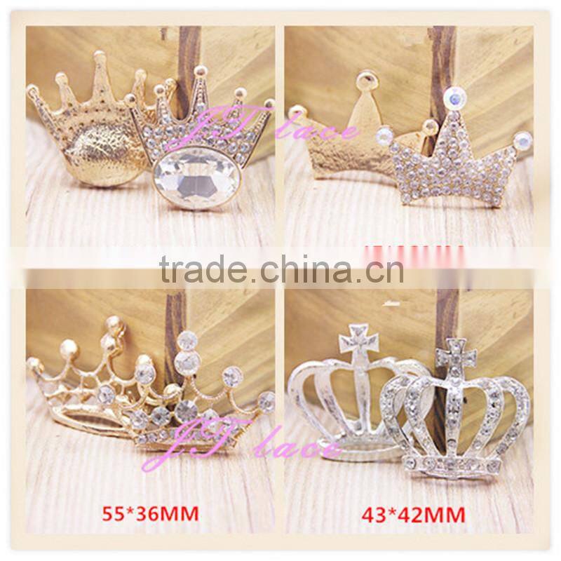 4 size metal crown button-White Silver Crown Rhinestone Decorative Metal Shank Buttons