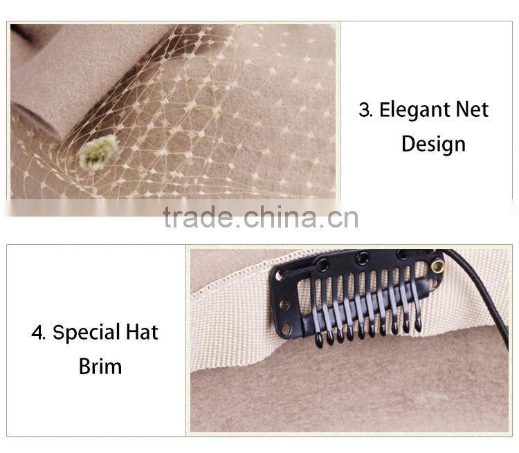 Bridal Wedding Lady Hat Wool Fascinator Church Women Hat