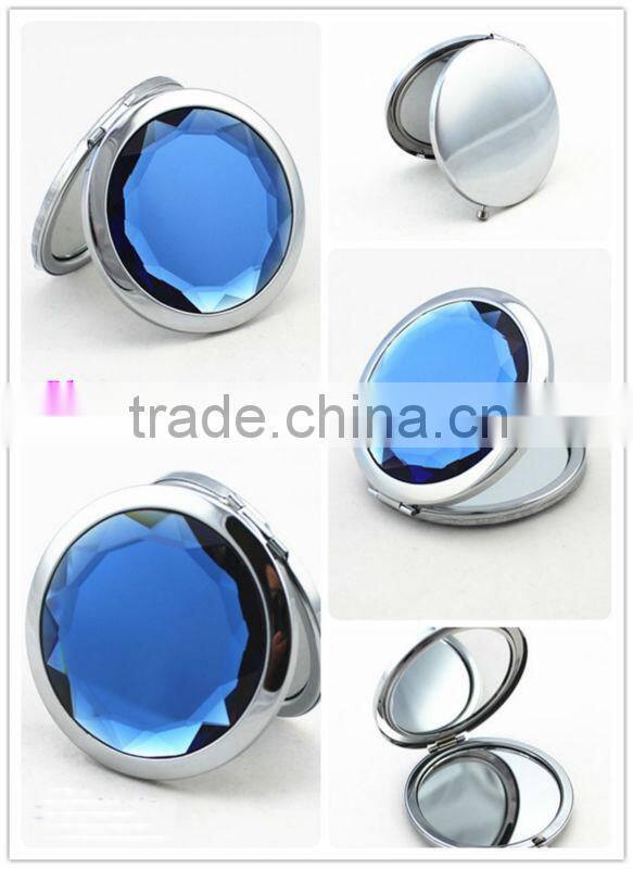 Fahion blue crystal pocket mirror cosmetic mirror compact mirror