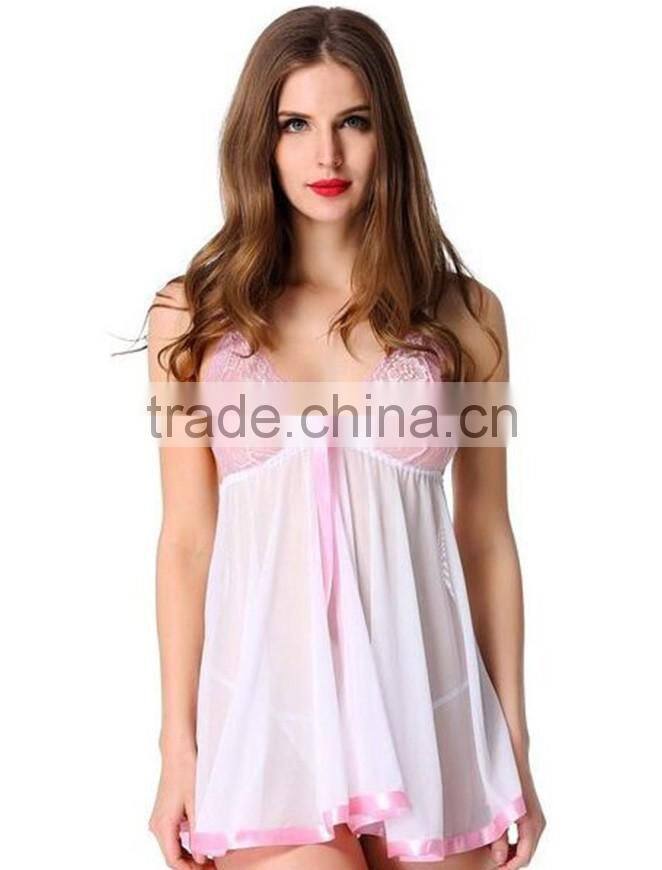 Lace Splicing Dress With G-String