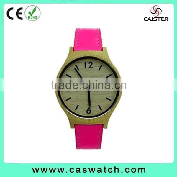 charming casual Arabic face wood watch, custom made wooden men's women's watch, wood case with red leather strap watch