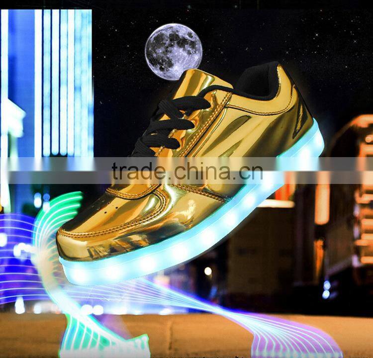 GD new types silvery sequined good quality led flashing shoes adult