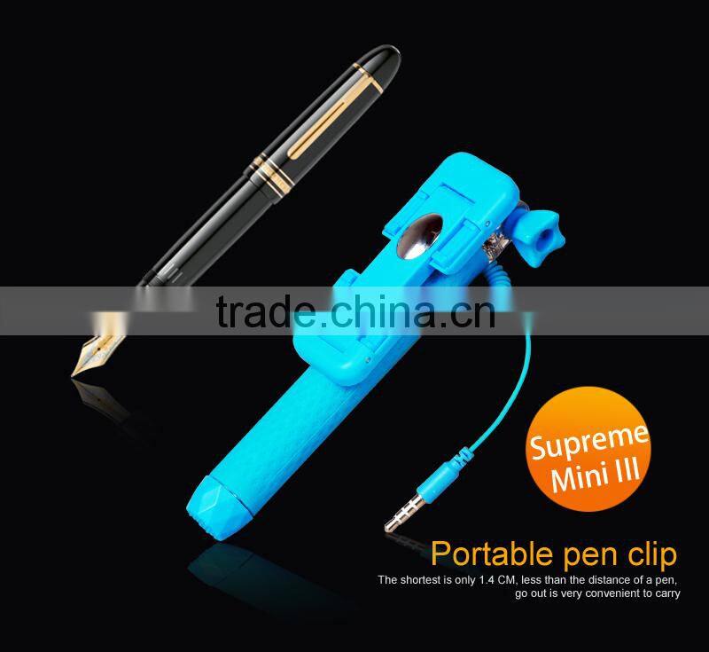 Promotion Gift Super Mini Selfie Stick With Shutter Button, Pocket Wired Selfie Stick