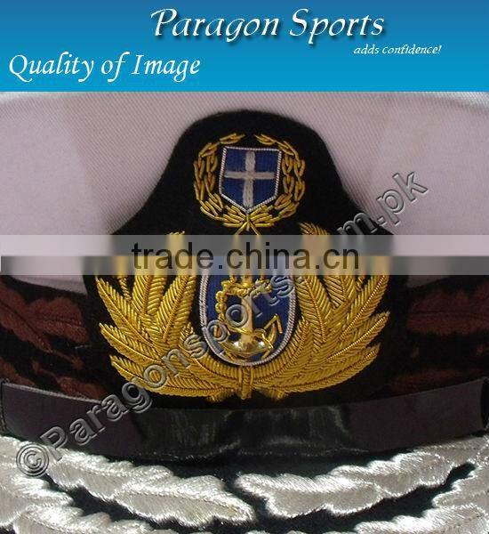 Military Khaki Peak Cap with Double Row hand embroidery peak