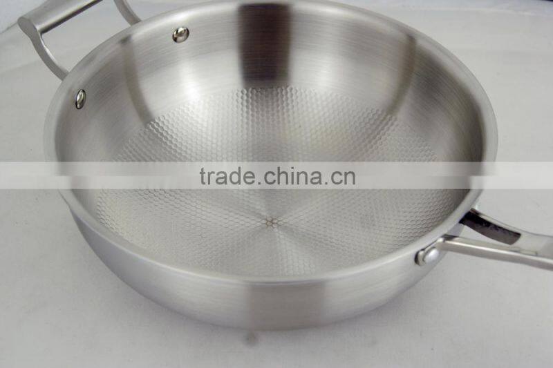 3 ply composites stainless steel wok with lid