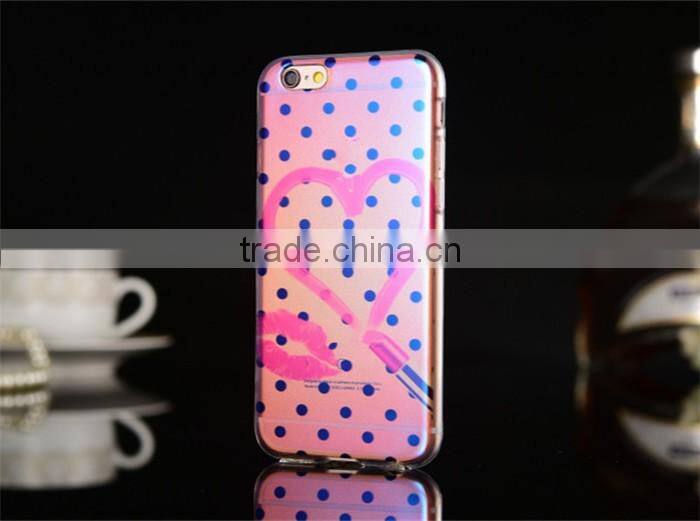 heart design fashion soft ultra thin tpu blue light case for iphone 6s 4.7
