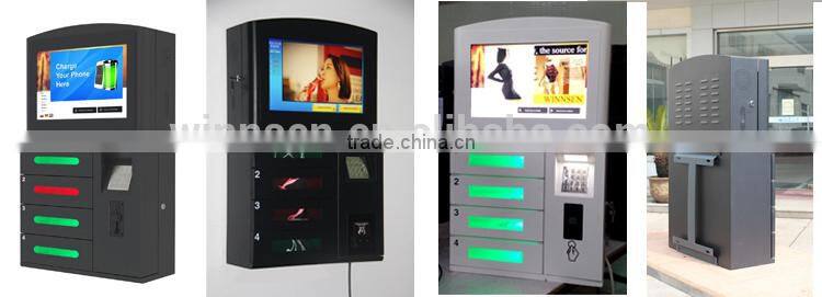 Customized Self service Wall mounted Wifi coin operated cell phone charging station APC-04B
