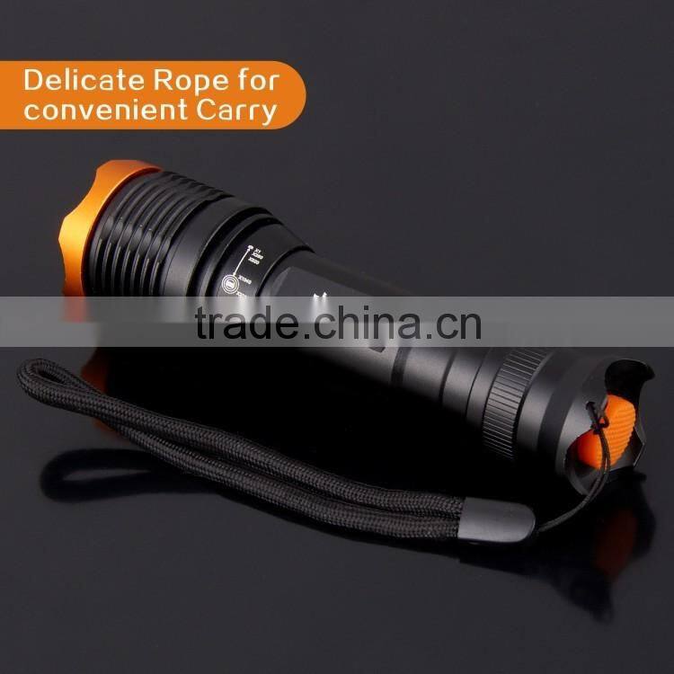 zoom function tactical flashlight aluminum LED torch light rechargeable flashlight