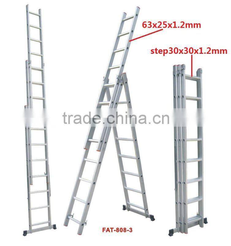 3 section aluminium extension ladder