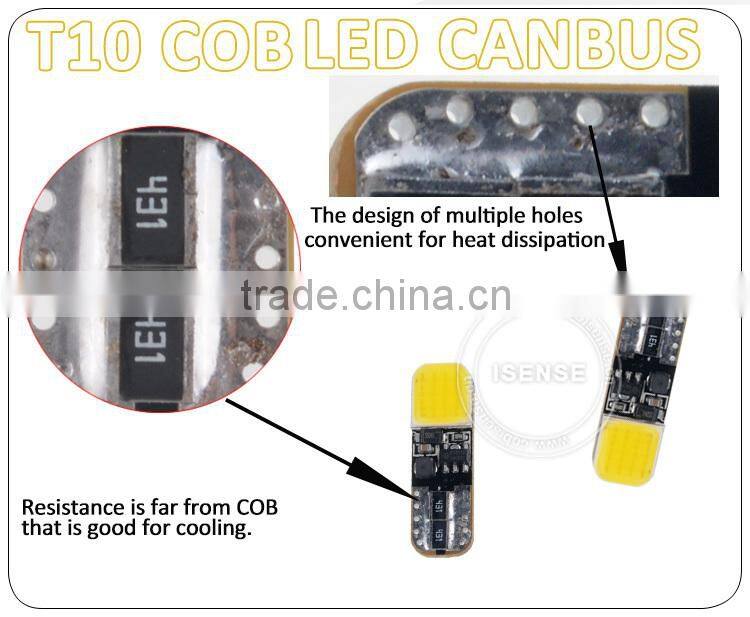 Car cob led bulb canbus t10 wedge base socket