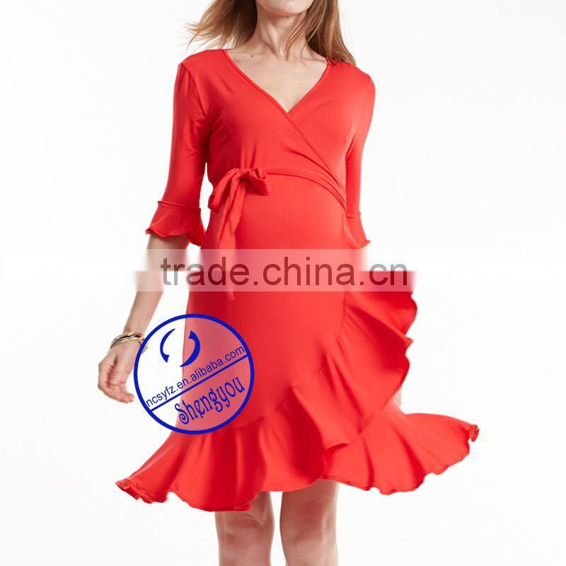 Wholesales V Neck Short Sleeve Summer Maternity Dresses