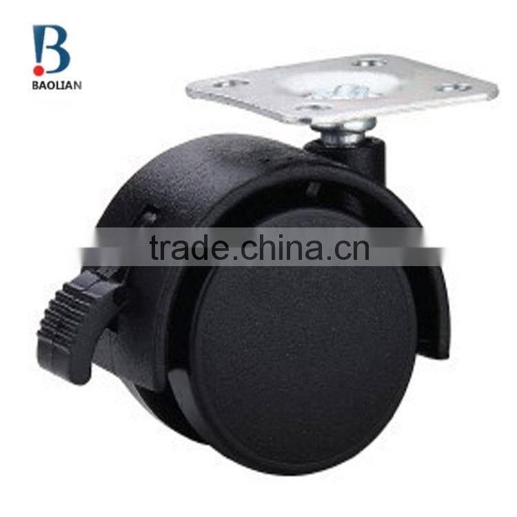 2016 newly-designed 2-inch black thread stem nylon swivel rivet caster wheels with brake