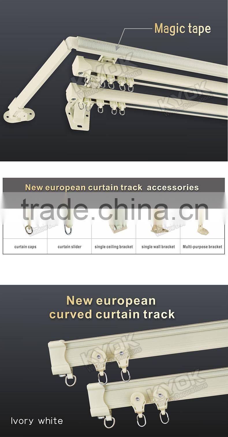 2015 fantastic design home decorative ivory white curtain track, good quality curtain accessories,wall dual curtain rail bracket