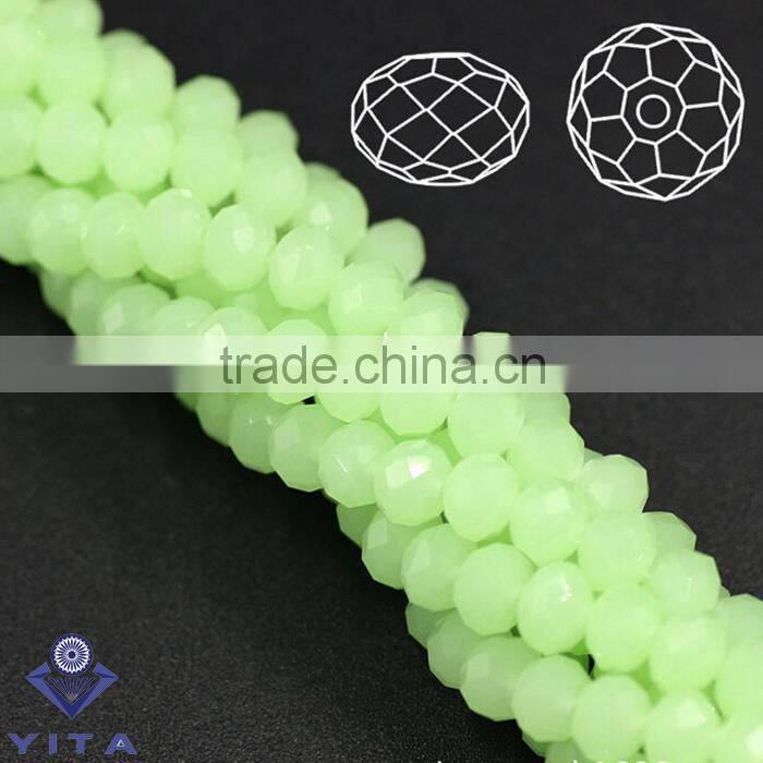 Green Series 4MM Jade Material flat rondelle 48 faceted rondelle loose crystal beads