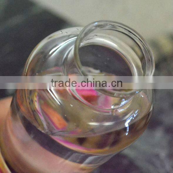 wide top opening silicone lid pyrex glass drinking bottle