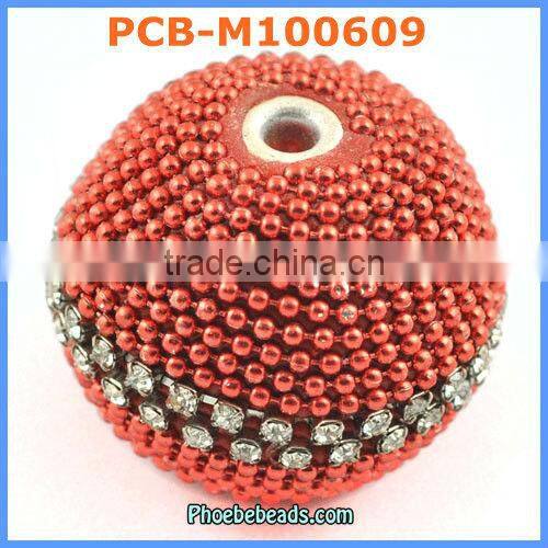 Wholesale Silver Color Indonesia Crystal Metal Jewelry Beads PCB-M100608