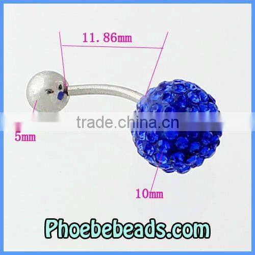 Wholesale Fashion Bling Bling Royal Blue Navel Rings Body Piercing Jewelry Belly Button Barbell Pave Crystal Rhinestone BBR-A003