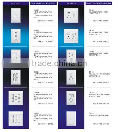 South African 5 gang 1 way pressure switch