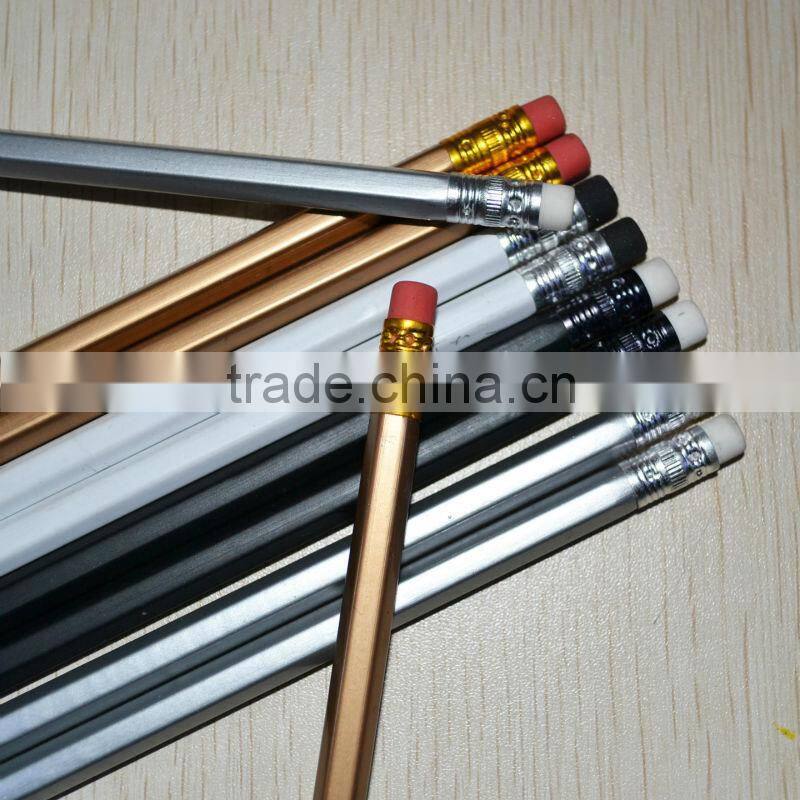 Standard size hexagonal shape 2.0mm HB lead promotion wooden HB pencil sharpened with eraser