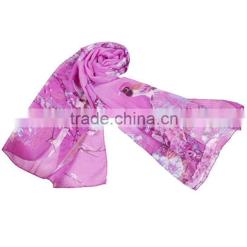 Classic Bird Animal print Hot Sale Whole Sale Chiffon Scarf In stock