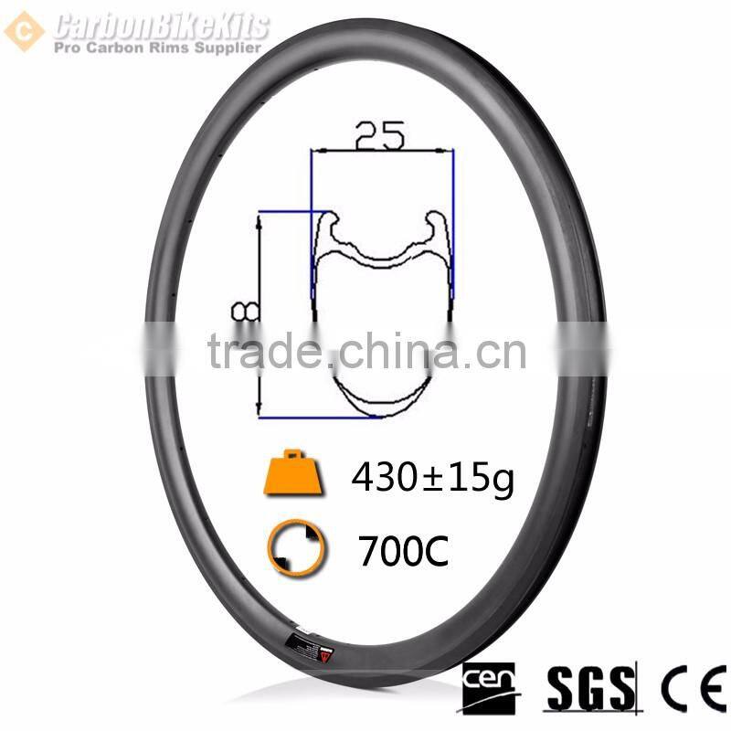 CarbonBikeKits 25mm wide u Shape 38mm road carbon rim tubeless TRU38C