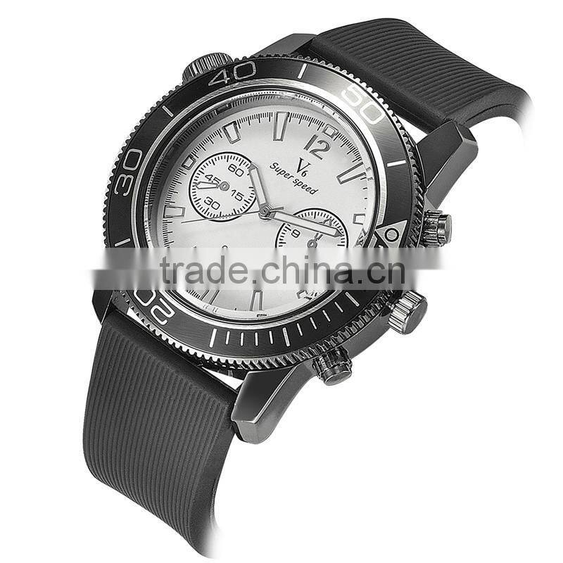 WJ-5425 best selling Alibaba black and white face trendy V6 silicone strap men sport watch