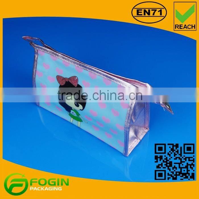 travel zipper pvc stand up cosmetic bag