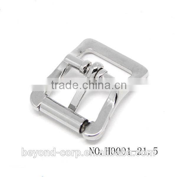 Good quality handbag buckle with roller shiny chrome finish roller buckle tri-flide buckle with roller