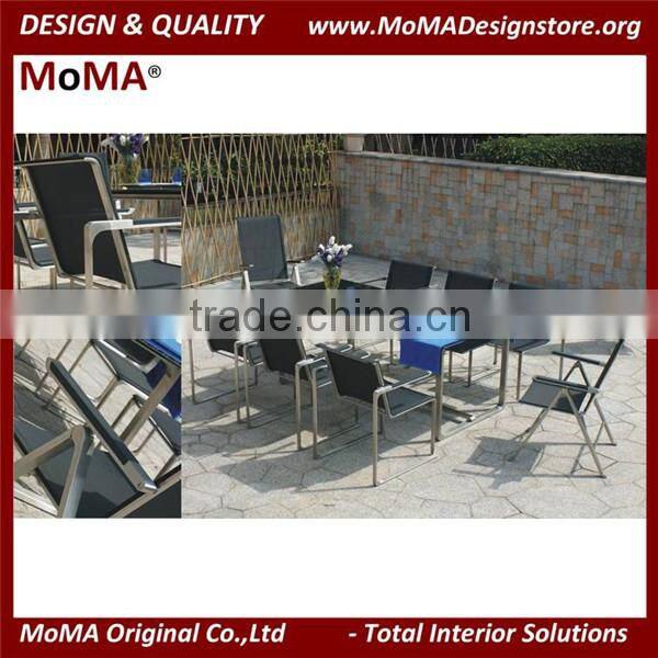 Modern Stainless Steel Frame Outdoor Restaurant Dining Table And Chairs Set