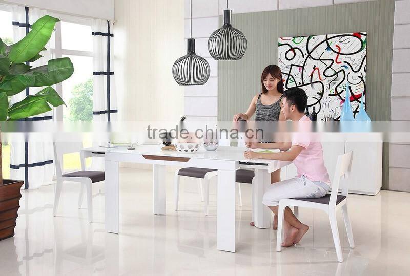 Glass Top Dining Table With MDF Frame Solid Wood Legs A1505#