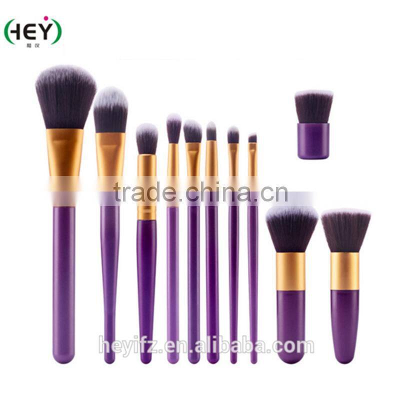 High quality 11pcs makeup brush sets soft synthetic hair and plastic handle makeup brush kits