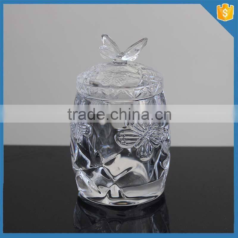 Machine Pressed Eiffel Tower Design Glass Crystal Jars For Candy