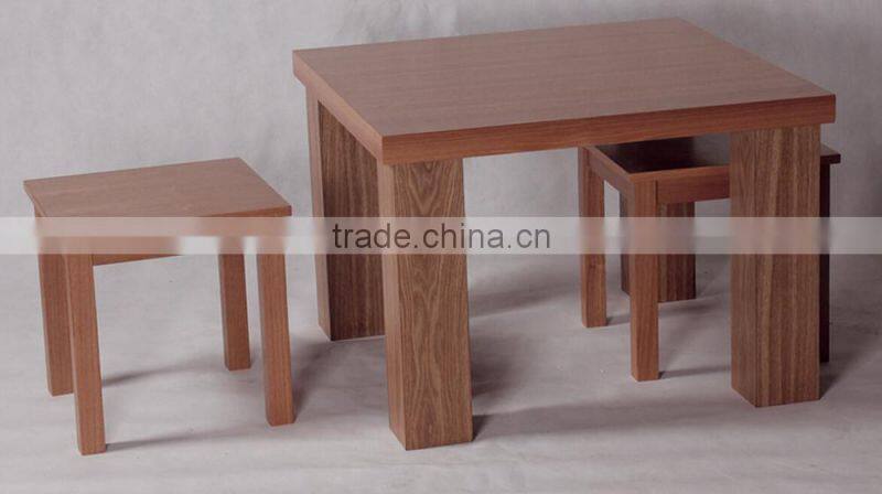 Wooden coffee table in living room