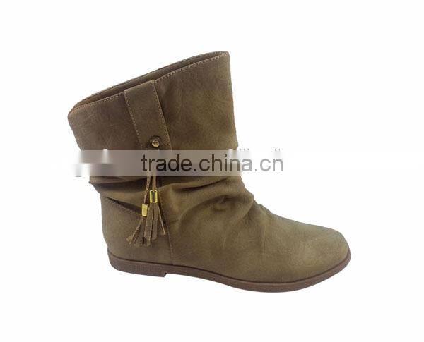 New ladies chuncky boots women new flat low heel boots