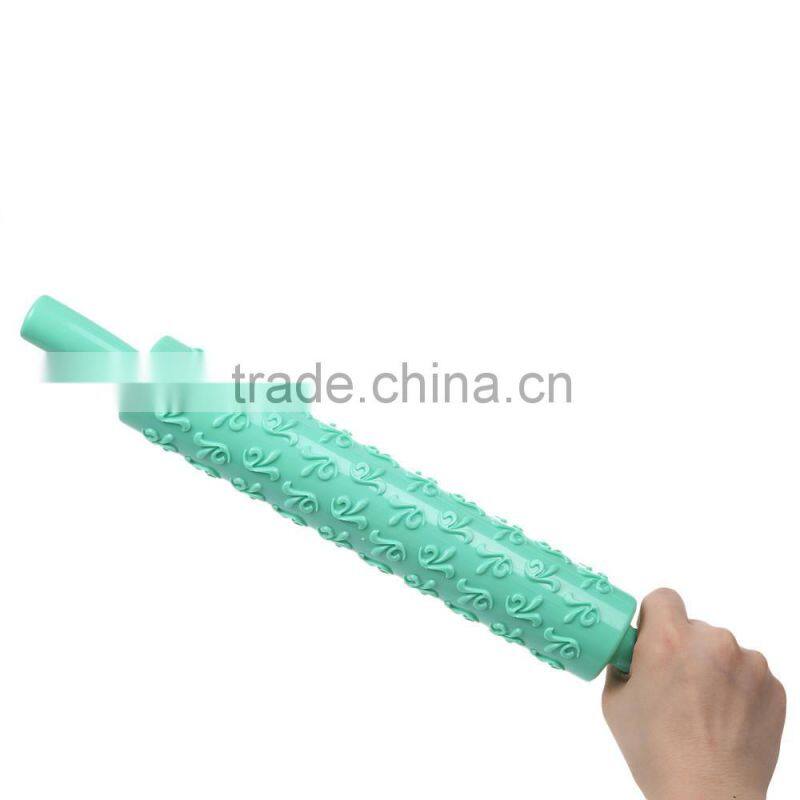 Reposteria Kitchen Embossed Plastic Rolling Pin textured Fondant decorating Dough Roller baking tools