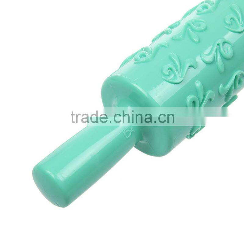 Reposteria Kitchen Embossed Plastic Rolling Pin textured Fondant decorating Dough Roller baking tools