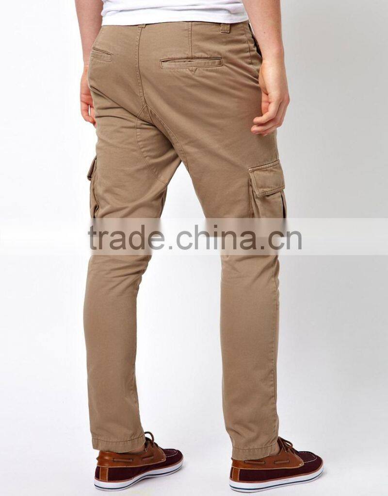 2015 khaki wholesale mens cargo pants with side pockets JXH022